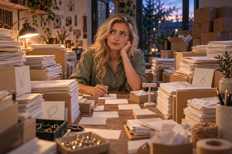 A seller sits among piles of paperwork, wondering where to start.